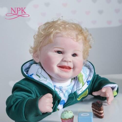 NPK 55CM blond hair bebe doll reborn baby newborn boy doll handmade high quality detailed hand painting rooted hair