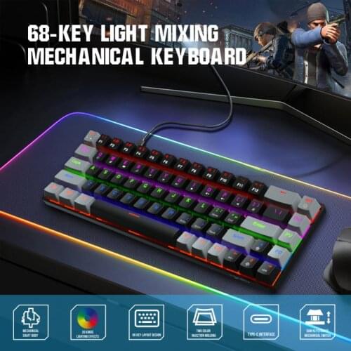 V800 Mechanical Keyboard Blue Axis Red Axis 68-key Dual-color RGB Multiple Backlit Gaming Keyboard For Gaming Laptop PC Desktop