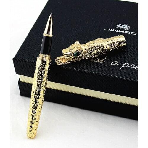 New Jinhao Cheetah Full Metal Golden Rollerball Pen Luxurious Exquisite Advanced Writing Gift Pen for Business Graduate Office