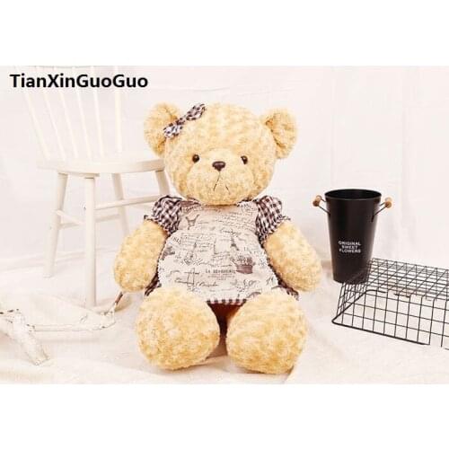 About 60cm bowtie teddy bear plush toy lovely dressed skirt bear soft doll throw pillow birthday gift b0750