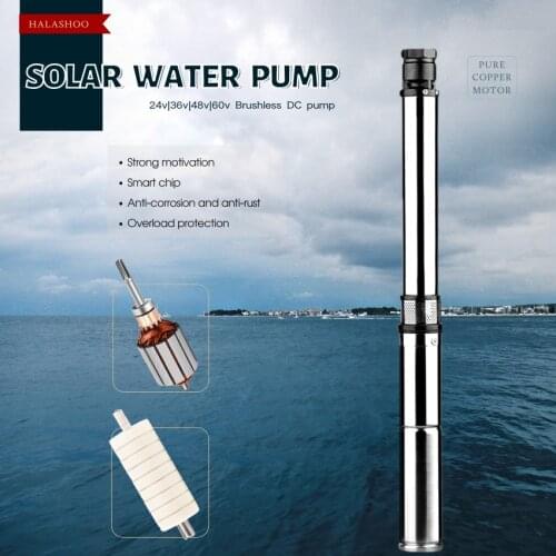 3inches 5m³/h High-head 130m Solar deep well submersible pump household DC 24v battery charging portable outdoor well water pump
