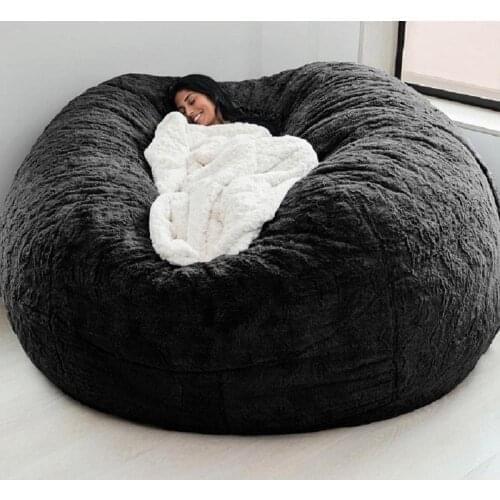 Dropshipping fur giant removable washable bean bag bed cover living room furniture lazy sofa coat