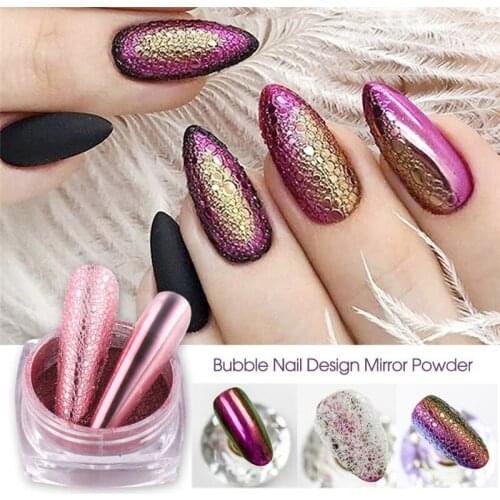 1box Bubble Nail Glitter Powder Magic Mirror Effect Chrome Pigment Dust Shining Pink Rose Gold Nail Art Decoration Powder