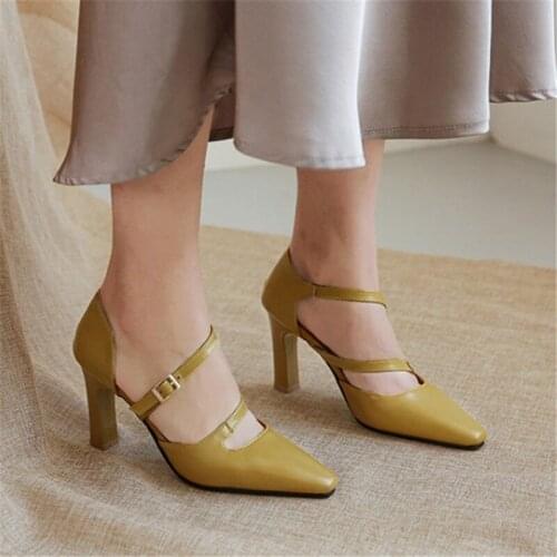 PXELENA Grace Women Sandals Thin High Heels Ankle Strap 2020 Summer Spring Office Lady Shoes OL Party Dress Footwear Plus Size