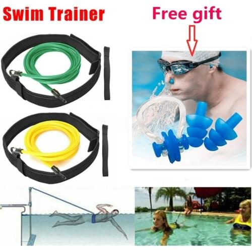 Adjustable Swim Trainer Resistance Elastic Belt Swimming Exerciser Safety Rope Latex Tubes Fast Ship