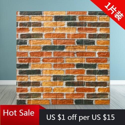 Self-Adhesive 3D Wall Sticker Imitation Brick Marble Embossed DIY Home Decoration Wallpaper Kidroom Kitchen Bedroom