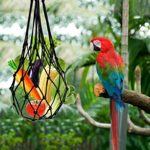 For Parrots Birds Chicken Vegetable Fruit String Bag Hanging Feeding Bags Poultry Feeding Tool With Hook Fruit Storage Net Bags