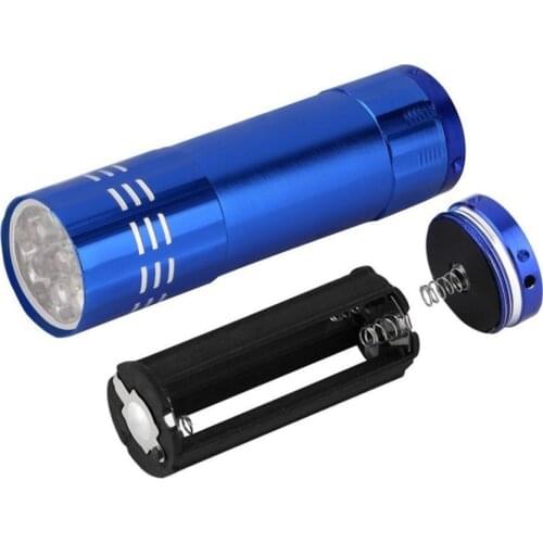 Outdoor 9 LED UV Flashlight Torch Light Flashlight Energy Saving portable flashlight for outdoor hiking camping traveling sports