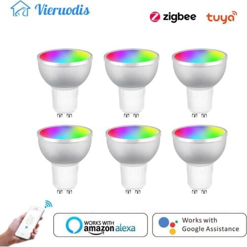 Tuya Zigbee 3.0 Smart LED Lamp Bulbs 5W RGBCW Smart Home Remote Voice APP Philips Smartthings Alexa Google Home Gu10 Night Light