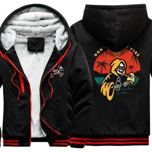 Skull Print Keep Warm Mens Raglan Thicken Jackets Clothing Korean Style Leisure Tracksuits Hipster Streetwear sudadera hombre