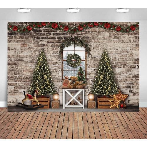 Vinyl Wood Christmas Backgrounds for Photography Winter Snow Snowman Gift Baby Newborn Portrait Photo Backdrop Photocall
