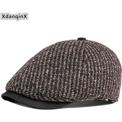 XdanqinX Autumn Winter Mens Hats Thick Warm Berets 2019 New Fashion Men Retro Brands Cap Snapback Cap Tongue Caps Dads Hat