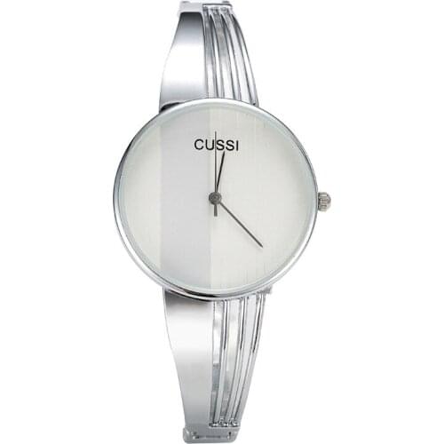 CUSSI Top Brand Silver Womens Watches Quartz Wristwatches Luxury Ladies Bracelet Watches Stylish Dress Watches relogio feminino