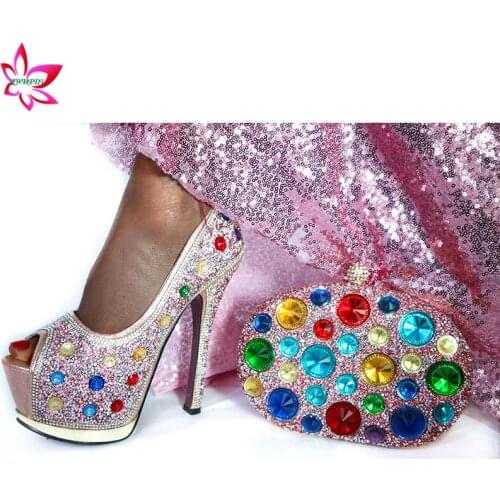 Fashionable 2020 Summer New Arrivals Big Discount Italian Women Shoes and Bag Set for Party Super High Heels Afrian MaMa Shoes