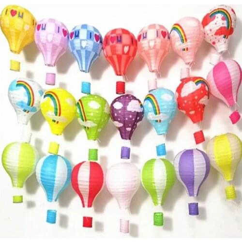 1Pc 16''40CM Rainbow Lantern Hot Air Balloon Paper Lantern Kids Birthday Party WeddingChristmas Festival Bar Craft DIY Decor