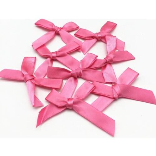 100pcs Dark Pink Satin Ribbon Tail Bows Decorative Bow Ties For Doll Hair Accessory Wedding Cardmaking Embellishments DIY Crafts