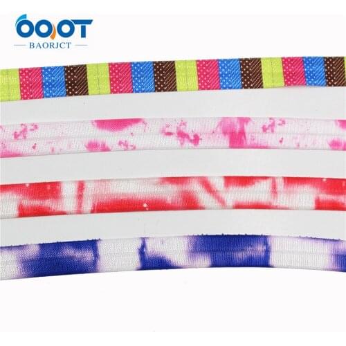 16mm,10 yards Color printing Elastic Foldover Elastics Stretch Hair Ties Headbands for Baby Girls Hair Bow,E-20519-1142