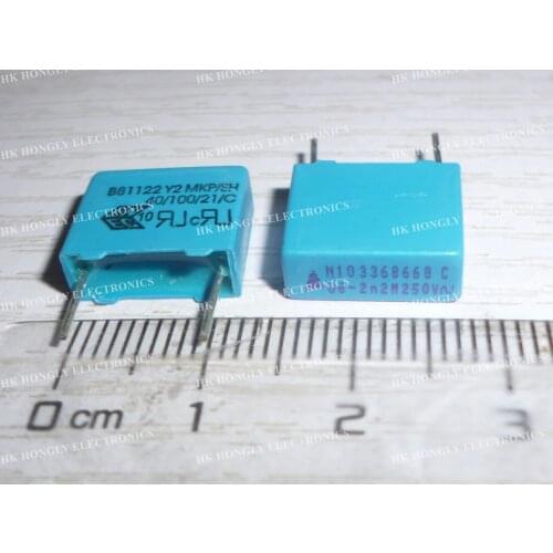 50PCS B81122 Y2 MKP/SH 1n 2n2 M 250V 0.001UF 0.0022UF 1NF 2.2NF 250VAC 102 222 P=10mm Film Capacitor