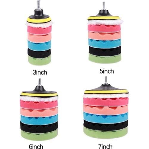 8pcs Buffing Sponge Polishing Pad 3''5''6''7'' inch Car Buffing Pad Kit Polisher Waxing Drill Wheel Polishing Removes Scratches