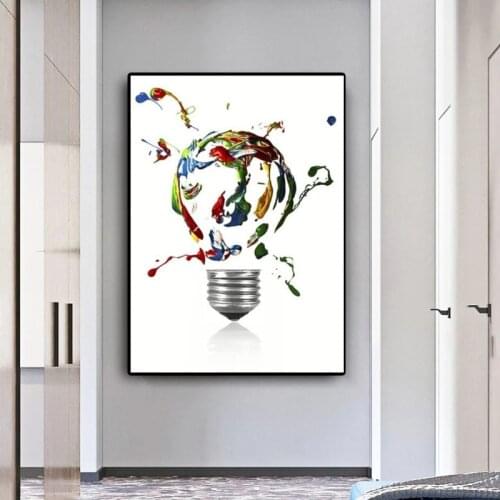 Abstract Bright Graffiti Art Light Bulb Canvas Wall Art Posters Prints Wall Pictures for Living Room Bedroom Home Cuadros Decor