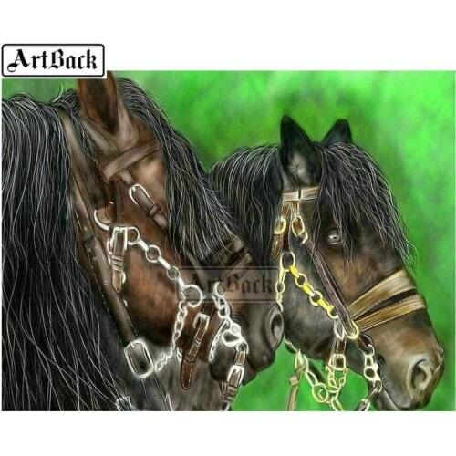 New 5d diy diamond painting two horse head full square / round diamond embroidery 3d diamond mosaic home decoration