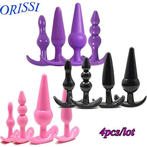 ORISSI Anal Sex Toys 4pcs/set Silcione Anal Toys Butt Plugs Anal Dildo Adult Products for Women and Men & Silicone Anal Toys