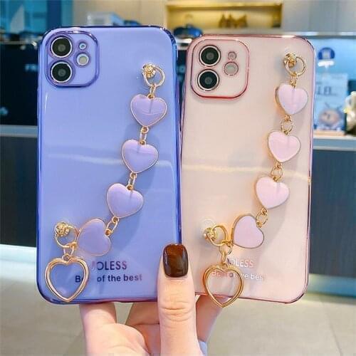 Plating Love Bracelet Wristband Phone Case For Vivo iQOO 5 Pro V17 Neo 3 Z1 U1x V20 Y12 Y17 U3x Y19