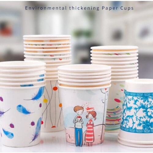 Paper Cup Disposable Cup Office Household Tea Cup Wedding Festive Cup Thickened Natural Paper Cup Wholesale Can Be Customized