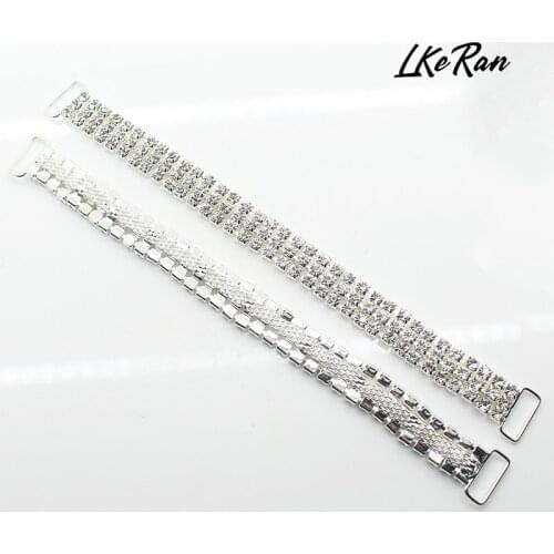 New 165mm 10Pcs 3Rows fashion Rhinestone Chain Bikini Connectors/Buckle Reinforcement Of Flat Chains Metal Crystal Bikini Buckle