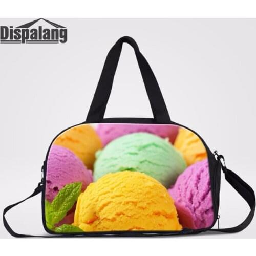 Dispalang Large Capacity Luggage Travel Duffle Bag With Independent Shoe Pocket Ice Cream Print Multifunctional Women Travel Bag