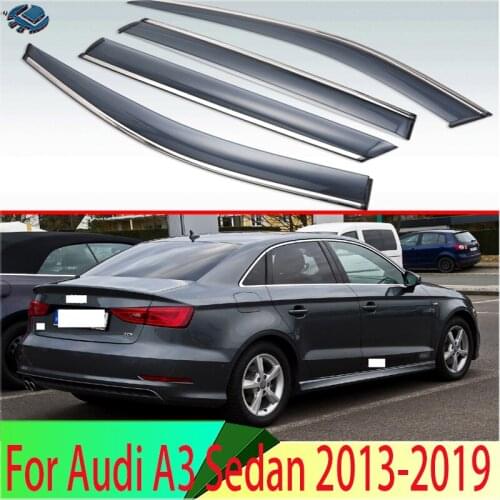 For Audi A3 Sedan 2013-2019 Plastic Exterior Visor Vent Shades Window Sun Rain Guard Deflector 4pcs