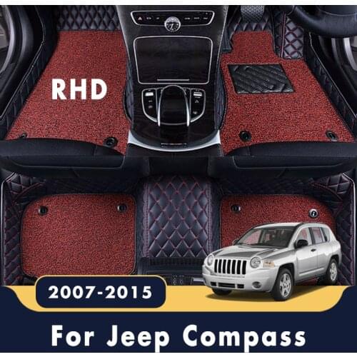 RHD Double Layer Wire Loop Carpets For Jeep Compass 2015 2014 2013 2012 2011 2010 2009 2008 2007 Car Floor Mats Accessories Rugs