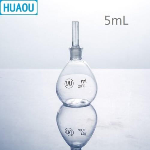 HUAOU 5mL Specific Gravity Bottle Cay-Iussac Transparent Clear Glass Density Bottle Laboratory Chemistry Equipment