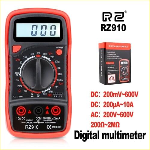 LCD Mini Pocket Multimeter Handheld Portable Digital Multimeter Electrical Instruments with Backlight RZ910