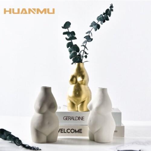 Ceramic Flower Vase Woman Body Planter Half-Body Ornament Flower Home Decor Flower Arrangement Accessories Crafts Furnishings