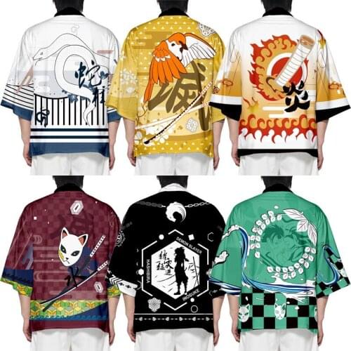 Demon Slayer Rengoku Kyoujurou NEW Kimono Haori Kimetsu no Yaiba Kamado Tanjirou Agatsuma Zenitsu Cardigan Top Dropshipping