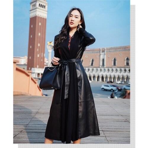 Real 2020 Leather Jacket Autumn Winter Jacket Women Genuine Sheepskin Coat Female Streetwear Long Windbreaker XS17A88-01