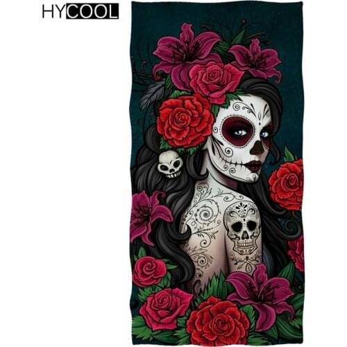 Fashionable Soft Bathing Towels Gothic Skull Girls Printing Kids Women Home Sport Toallas Absorbing Gym Beach Swimming Towel