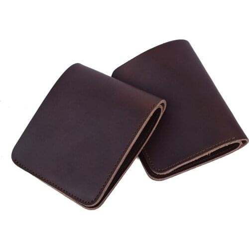 Crazy Horse Leather Men Wallets Vintage Genuine Leather Credit Card Holder Bifold Purse Clutch for Checkbook, Cash,Change