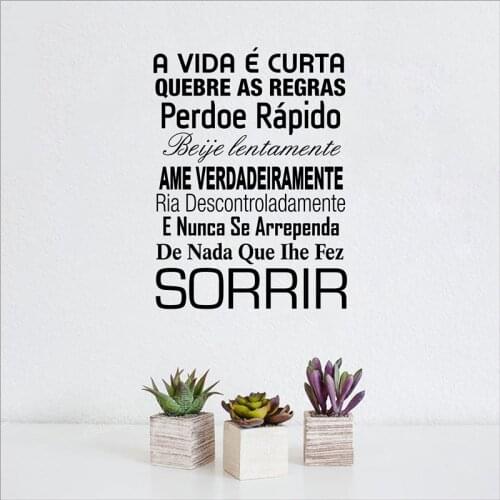 Portuguese House Rules Wall Stickers Home Decor , Vinyl Decal Portuguese Version Family Quotes Home Decoration Free Shipping