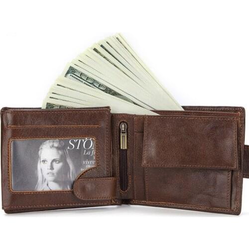 New mens wallet leather wallet short paragraph cow leather clutch bag cross section purse