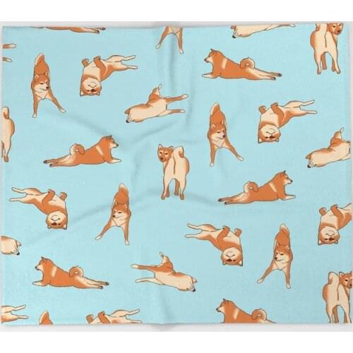Dog Shiba Inu Cartoon Throw Blanket Cute Kids Design Shiba Inu Print Blue Blankets for Beds Christmas Decorations for Home