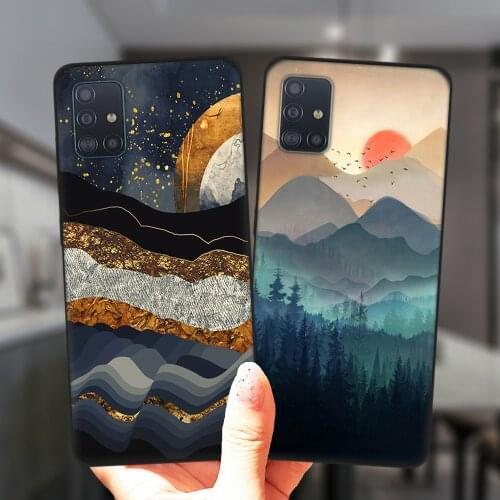 Abstract Art Painted Luxury Phone Case For Samsung A51 A71 A50 A70 A12 A21S A10 A11 A20 A30 A31 A40 A41 Black Silicone Cover