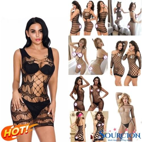 Sourcion Sexy Lingerie Women Underwear Hot Sex Costumes Baby Dolls Nightdress Fishing Net Garment Body-Stocking Sexy Costume