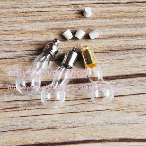 Fairy gourd-shaped Glass Vial Pendant Wish Bottle Pendant & 5mm rubble plug DIY miniature/glass/bottles/vials/pendant