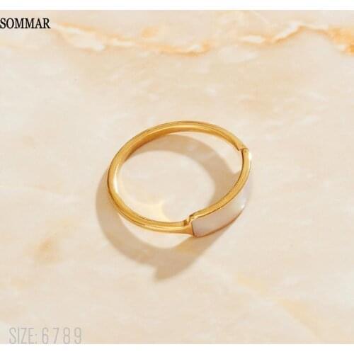 SOMMAR online shopping india 18KGP Gold Filled size 6 7 8 Tail ring for female Reduced White Shell opal diy