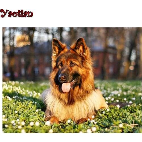 Yaotian New Arrival Full Square/Round Diamond Painting German Shepherd 5D DIY Diamond Embroidery Mosaic Art Kit Home Decoration