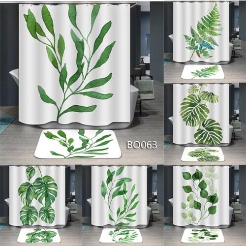 GY3607 Gyrohome Green Plants 1PC Shower Curtain Waterproof Bathroom Bath Home Dec