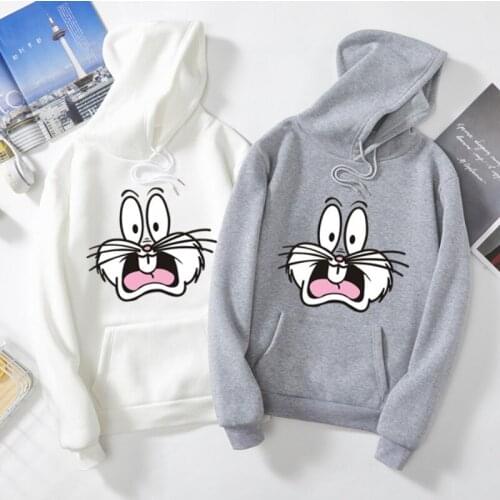 Winter Cute Cartoon Print Harajuku Couple Sweatshirt Ladies Hoodie Korean Fashion Street Women Pullover Hoodie