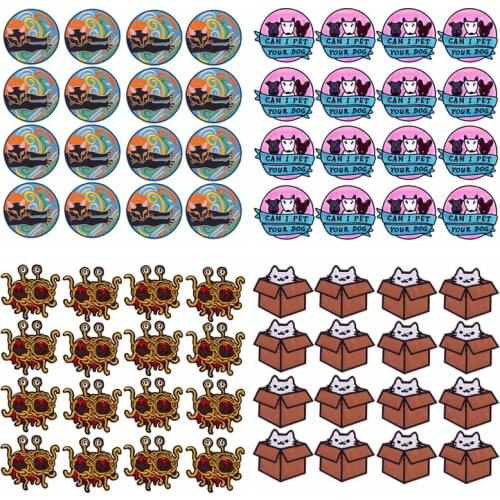 Prajna 10PCS Animals Iron On Patches Stripe Embroideried Patches For Clothing Thermoadhesive Patches On Clothes Cartoon Applique